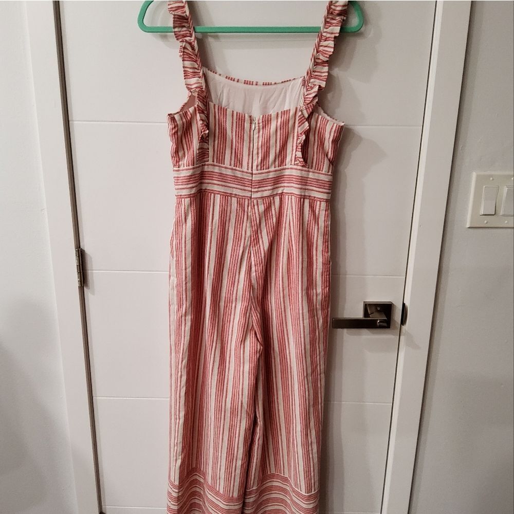 Lulus Emilia Rae Striped Ruffle Culotte Jumpsuit Size M - Picture 6 of 15